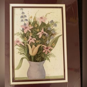 Vintage Watercolor  - Artist Initials EBH on painting